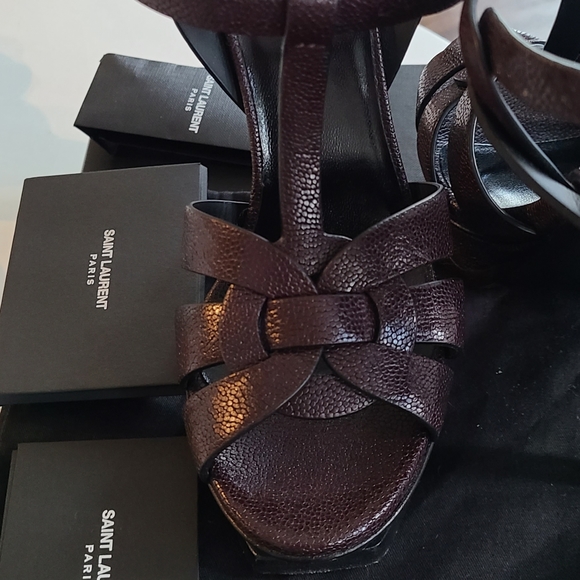 YSL Saint Laurent Tribute Heels in Deep Maroon, size US 6.5 / 36.5 LIKE NEW - Picture 3 of 8